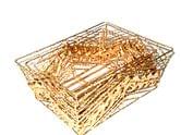 Набор из 3-х корзин из проволоки с орнаментом прямоугольные, золотые OF6381/S/3
