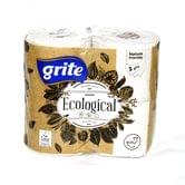 Туалетная бумага ТМ GRITE Ecological Plius 3 слоя 4 рулона (135 листов)
