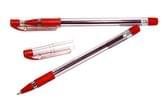 Ручка масляна Hiper Ace 0.7 мм, прозорий корпус, колір червоний HO-515