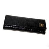 Ключница Chanel, кожаная, 6 кольцо для ключей + кармашек, цвет черный 9033