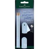 Набір Faber-Castell Sketch Set: 2 чорнографітних олівця + гумка + точилка, блакитний 218471