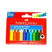 Мел восковый Faber-Castell в виде карандаша, трехгранный, 12 цветов, картонная упаковка 120010