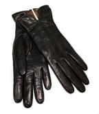 Перчатки женские черные из натуральной кожи на сплош вьязаной подложке 020-Ж 15В19