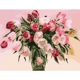 Картина по номерам Идейка 40 х 50 см, "Тюльпаны в вазе", холст, акриловые краски, кисточки KHО1072