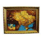 Картина із янтарем Гранд Презент Карта України в рамі 40 х 60 см Г-66