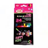 Карандаши цветные VGR Happy Kids двухцветные 12 штук 24 цвета 00224DD