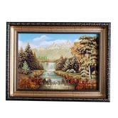 Картина із бурштином Гірський водоспад 28 х 37 см B083-1