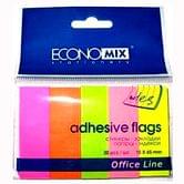 Закладки Economix с клейким слоем, бумажные 15 x 45 мм, 5 неоновых цветов, 150 штук E20935