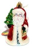 Підвіска куля Санта Клаус у червоній шубі з ялинкою h=13 см ST35-5001