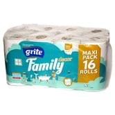 Туалетная бумага GRITE FAMILY DECOR 3 слоя, 16 рулонов (150 листов)