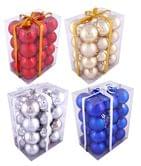 Набор из 24 новогодних шаров, матовых, блестящих, d = 5см, в целлулоидной упаковке, ассорти N3-5024AB