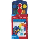 Краски акварельные Faber-Castell Connector сухие 12 цветов, темно-синий корпус 125001