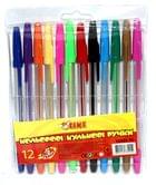 Ручка шариковая ТИКИ, набор из 12 цветов, прозрачный корпус 52305-TK