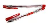 Ручка масляна Hiper Selfy 0,7 мм, прозорий корпус, колір стрижня червоний HO-535
