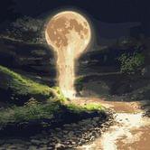 Роспись по номерам идейка 50 х 50 см "Лунный водопад" с красками металлик КНО5033