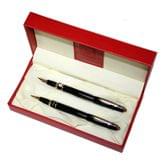 Ручки Picasso подарочные чернильная + капилярная, корпус черный, в красном кожаном пенале 966 F/R