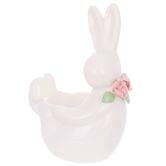 Підставка декоративна для яйця BonaDi Кролик з квітами, 8,7 х 5,5 х 12,5 см, колір білий, кераміка 733-599