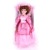 Лялька керамічна h=40см, рожева сукня у вікторіанському стилі, у подарунковій коробці C877