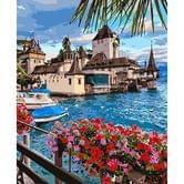 Картина по номерам Идейка 40 х 50 см, "Волшебная Швейцария", холст, акриловые краски, кисточки KHО2253