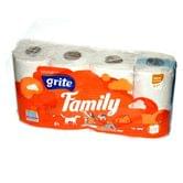Туалетная бумага ТМ GRITE FAMILY 3 слоя 8 рулонов
