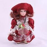 Кукла керамическая стоячая h = 20см, платье бордо в викторианском стиле, в подарочной коробке HD12B948A