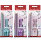 Набор Faber-Castell Sparkle Set: 2 чорнографитных карандаша + ластик + точилка, блистер 118282
