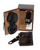 Набір NOVA для догляду за взуттям в коричневій шкіряній квадратній коробці SY-008NGW