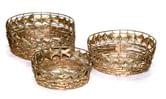 Набор 3 корзин из проволоки, с орнаментом, круглые, золотые OF6705/S/3