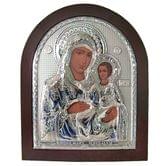 Икона Божья Мать с дитям посеребренная 13 х 11 см 466-1191
