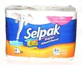 Полотенца бумажные SELPAK 3 слоя, 6 штук в упаковке, 100% целлюлоза, 84 листа, 230 х 134мм 06.02.086