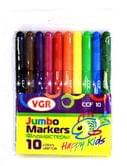 Фломастеры VGR Happy Kids 10 цветов, толщина линии 4,4 мм, толстый корпус, ПВХ упаковка CCF-10