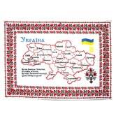 Карта Украины вышитая, 95 х 70 см, домотканное полотно, настенная