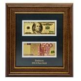 Панно Банкноты с золотым напылением Гранд Презент "100 USD + 500 EURO" 32 х 34,5 см ГП601818