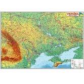 Карта Украины - физическая М1 : 1250000, 110 х 77см, картон, ламинация, планки, стенная