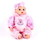 Лялька "малюк дівчинка" h=40 см у рожевому костюмі, з рухливими повіками B896A
