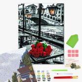 Картина-мозаїка Brushme "Троянди під дощем" 40 х 50 см, полотно, фарби, стрази, пензлики, коробка GZS1090