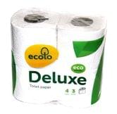 Тулетная бумага ECOLO DELUXE 3 слоя, 4 рулона в упаковке, 150 отрывов