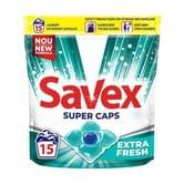 Капсулы для стирки Savex super caps 2 в 1 Fresh 15 штук универсальные