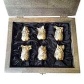 Набор рюмок из бронзы Гранд Презент в деревяном кейсе ручной работы 6 штук НР001Б