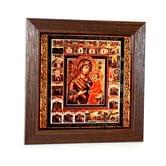 Панно настенное керамическое Икона Божьей Матери с Исусом, 24 х 24 см в деревяной раме 4 см
