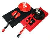 Комплект для суши на 2 персоны. Материал: керамика, бамбук, цвет красный, черный 017-061