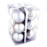 Підвіска Куля пластикова, d=6 см, набір з 12-ти білих матових і блискучих куль, колір срібний N3-6012AB-S
