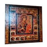Панно настенное керамическое Икона Божьей Матери с Исусом, 42 х 42 см в деревяной раме 4 см