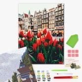 Картина-мозаїка Brushme "Тюльпани Амстердама" 40 х 50 см, полотно, фарби, стрази, пензлики, коро GZS1127