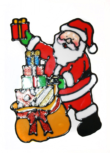 Новорічна наклейка на вікно h=17 см "Сніговик/Санта",в п/п на європідвісі, матеріал-полівінілхлорид 8620A/D/K