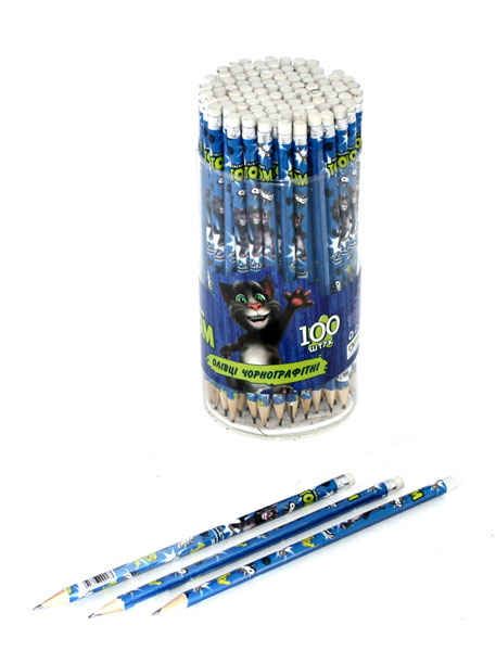 Олівець чорнографітний Fantasy Веселі друзі HB з ластиком, 100 штук в тубі, ціна за штуку FW99173