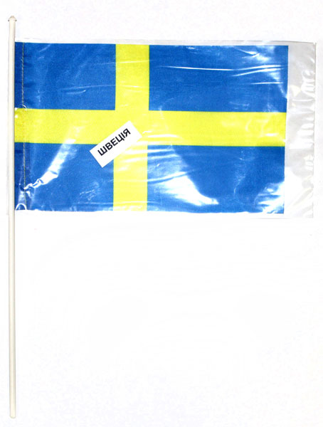 Прапор Швеція 14,5 х 23 см настільний, поліестер П-3