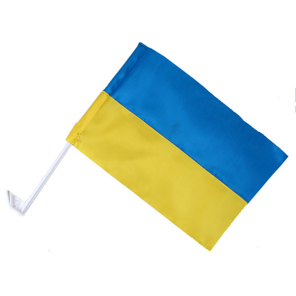 Прапор України 37 х 24 см, атлас, паличка для кріплення на бокове шкло авто в комплекті ПА-УКА