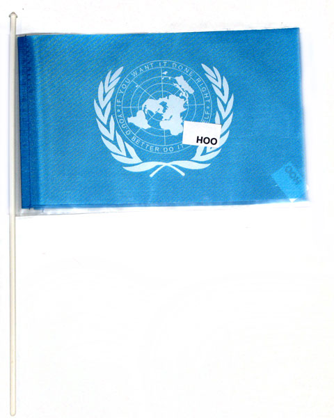 Прапор ООН 14‚5 х 23 см настільний, поліестер П-3