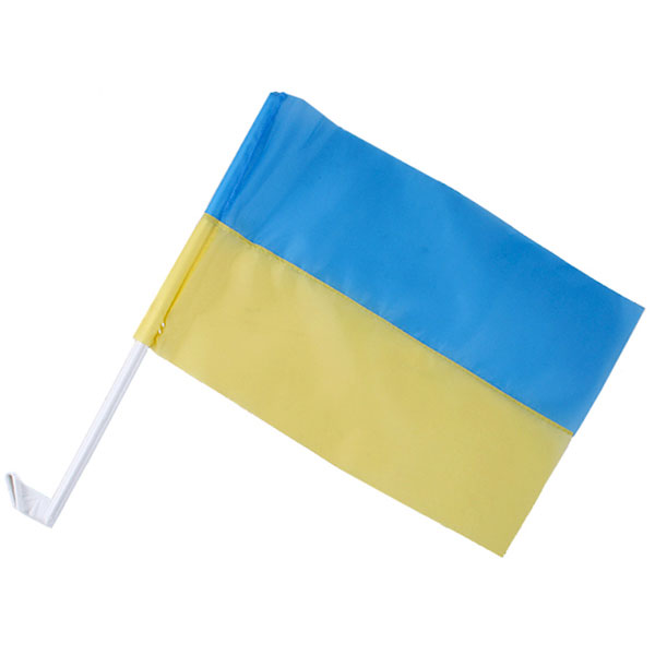 Прапор України 37 х 24 см, нейлон, паличка для кріплення на бокове шкло авто в комплекті ПА-УК